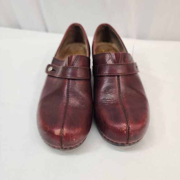 Dansko Womens 37 EU (6.5-7 US) Red Leather Solstice Cordovan Brushoff Clogs O - Picture 3 of 11